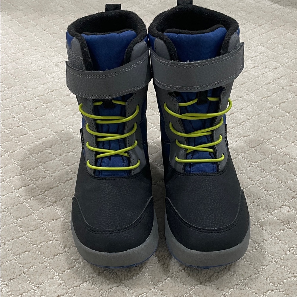 Merrell Kids Black and Gray Boots with Yellow Laces